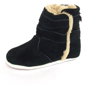 Aapie leren babyslofjes Winterboot Calgary - laarsjes - gevoerd - antislip - zwart - maat L