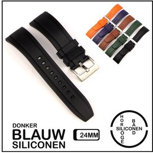 24mm Rubber horlogeband Zwart passend op o.a Casio Seiko Citizen en alle andere merken - 24 mm Bandje - Horlogebandje horlogeband, Siliconen
