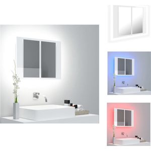 vidaXL Badkaast met spiegel - RGB-verlichting - 60 x 12 x 45 cm - Hoogglans wit - Badkamerkast