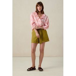 Lichtroze blouse met ruiten