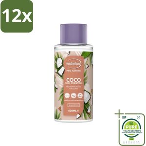 Andrélon - Pro Nature - Coco Curl Creation - Shampoo - 400 ml - Voordeelverpakking - 12 stuks - Krullen shampoo - Kokos shampoo