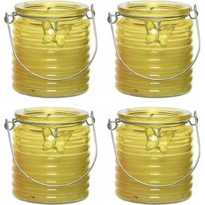 Citronella kaars - 8x - in windlicht - geel - 20 branduren - citrusgeur