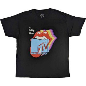 MTV - Rolling Stones Rainbow Shadow Tongue Heren T-shirt - 2XL - Zwart