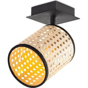 Home Sweet Home - Landelijke LED Wandspot Dean PVC - Zwart - 10/10/22cm - wandlamp - metaal - E27 fitting - lampenkap gemaakt van PVC