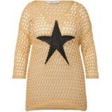 Angel of Style Angel of Style - Dames - Trui relaxed fit grof breisel ster 3/4-mouwen - Donkertaupe - Maat 44