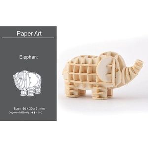 Houten dieren 3D puzzel - Puzzel - 3D – Zelf in elkaar zetten - Speelgoed bouwpakket 6 x 3 x3 cm – Olifant