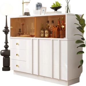 Betaalbare Goederen® Dressoir - Wit - Buffetkast - Dressoir Kasten - Dressoirs - Woonkamer - Met Opbergplanken