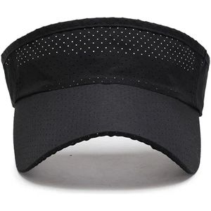 Dry fit - pet / cap - zwart - one size - verstelbaar - luchtdoorlatend - sportpet - open - zonneklep - uniseks - sport - lente / zomer - quick dry - sneldrogend - lichtgewicht -