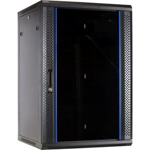 DSIT 18U wandkast - Set - met glazen deur - 600x600x900mm (BxDxH) - serverbehuizing - serverrack - serverkast - 19 inch