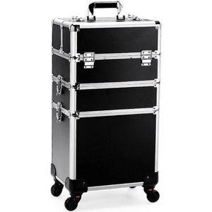 Travli - Make Up Trolley - Beautycase - Zwart - 36x24x106 cm