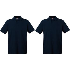 2-Pack donkerblauw polo shirt premium van katoen voor heren - Polo t-shirts voor heren