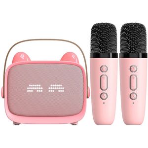 Peysaitr - Kinderen Karaoke Set - Draagbare Bluetooth-luidsprekers - met 2 Draadloze Microfoons - Voor Kinderen & Volwassenen - Kerstcadeaus - Feest, Verjaardag, Geschenk - Roze - 1 Set