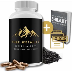 Pure Wetality Shilajit® - Shilajit Capsules - Pure Shilajit Resin - Met Extra Selenium & 85 Mineralen - Met E-Book - 100% Veilig Getest & Puur - Superfood Supplement - Labgetest & Gecertificeerd