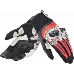 Dainese Mig 3 Unisex Leather Gloves Black Red Spray White XL - Maat XL - Helm