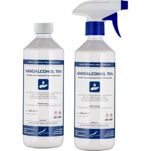 Handalcohol spray 70% - 500 ml met spraykop + 500 ml met dop