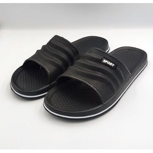 Unisex, dames, heren slippers effen zwart sport - zwart - ideaal voor thuis of bad/strand - maat 41