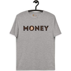 Bitcoin Money T-shirt - Unisex - 100% Biologisch Katoen - Kleur Grijs - Maat S | Bitcoin cadeau| Crypto cadeau| Bitcoin T-shirt| Crypto T-shirt| Crypto Shirt| Bitcoin Shirt| Bitcoin Merch| Crypto Merch| Bitcoin Kleding