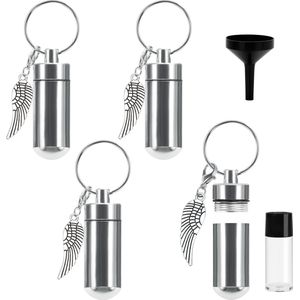 Belle Vous Zilveren Crematie/Begrafenis Bewaar Hanger (4 Stuks) - 4,9 cm - Aluminium Metalen Engel Vleugel Urn voor Assen - Sieraden Hanger voor Herinner Kettingen/Sleutelhanger