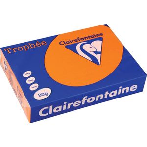 Clairefontaine Trophée Intens, gekleurd papier, A4, 80 g, 500 vel, feloranje 5 stuks