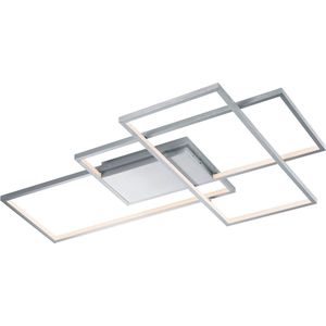 LED Plafondlamp WiZ - Smart LED - Plafondverlichting - Torna Tiagi - 40W - Aanpasbare Kleur - RGBW - Afstandsbediening - Dimbaar - Rechthoek - Mat Nikkel - Aluminium