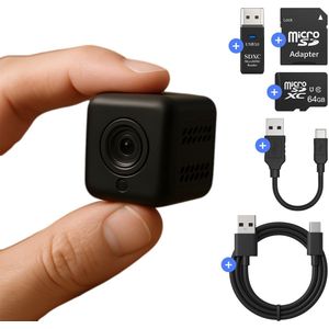 Bastix - X4 Mini Spy Camera - Verborgen Camera - Draadloos - Incl 64GB Micro SD kaart