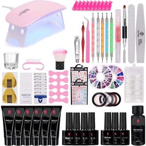 Gelnagels Set | Polygel kit | Nepnagels Starterspakket | UV Gellak set | HEMA-Vrij | Nail Art Pakket | 10 Kleuren Gel | Manicure Set | Gel Nagellak Nagel Decoratie | 6W UV Lamp