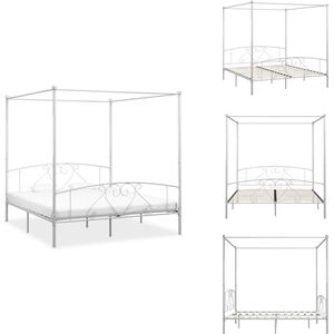 vidaXL Bedframe - Bedframes - Tweepersoonsbed - Tweepersoonsbedden - Hemelbedframe metaal wit 180x200 cm
