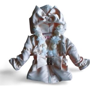 Maat 92 Zomerjas Kinderjas Creme tule bloemen baby en kind Jas met riem en strik