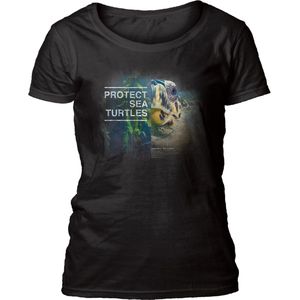 Ladies T-shirt Protect Turtle Black S