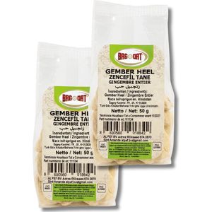 Bagdat - Gember Heel - Ginger Whole - Gember Korrel - Zencefil Tane - Ginger Grain - 50 gr - 100% Natuurlijk - Thee - 2 Stuks