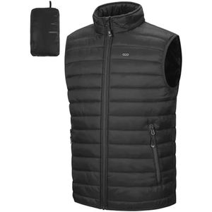 Gewatteerd vest voor heren - Gevoerd hybride outdoor sportvest met opstaande kraag en 5 zakken