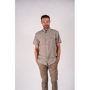 Pre End overhemd - blouse Felton - korte mouw - bruin - maat 3XL (47/48)