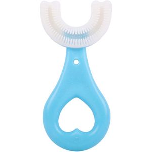 360 graden U vormige baby tandenborstel - Zachte siliconen - Kinderen tandenborstel  - Bijtringen - Blauwe hart