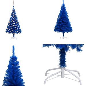 vidaXL Kunstkerstboom met LED's en kerstballen 180 cm PVC blauw - Kunstkerstboom - Kunstkerstbomen - Kerstboom - Kerstdecoratie
