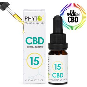 Phyto Plus® CBD Olie - Druppels 15% - Extra Sterk - Full Spectrum - 15 Procent - Cannabidiol - CBD - 1500mg - Puur - Supplement - Hennepolie - Cannabis olie - Wietolie