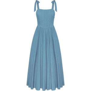 Middeleeuwse A-lijn jurk voor dames - Lange mouwloze renaissance korsetjurk