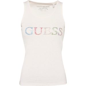 Guess Colorful Logo Tank Top Dames - Cream White - Maat S