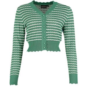 Voodoo Vixen Scallop-Patterned Dames Cardigan - groen/wit - M