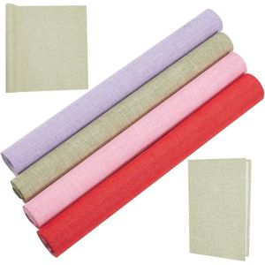 CRASPIRE 4 Colors 51 x 11.8 inch Book Cloth For A4-A8 Book Binding Linen Fabric Surface Paper Backed Red Pink Green Purple Book Cover Books Album Scrapbooking Archival DIY Covering Protector