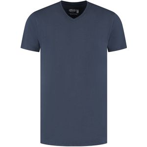 BAS(ic) Extra lang T-Shirt V-neck - 96% Eco katoen - Wit - Zwart