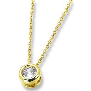 Amanto Ketting Genis Gold - Dames - 316L Staal PVD - Zirkonia - Rondje - ∅7mm - 50cm