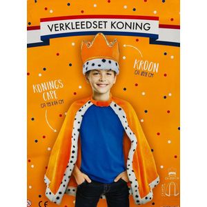 Koningsdag – Verkleedset -  Koning – Kinderen  - Oranje – Kroon Met Cape EK/WK