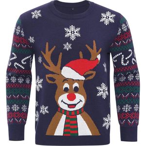 Grappige kersttrui voor heren met sneeuwvlokken en elanden – comfortabele pullover voor het feestseizoen