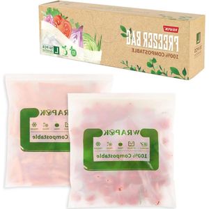 Composteerbare vriezer Ziplock Tassen - Grote voedsel Opbergtas voor groenten fruit of vlees - 50 Count diepvrieszakjes