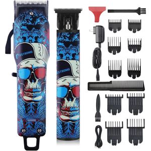 Professionele draadloze tondeuse met 10 geleidingskammen en USB-oplaadbare batterij