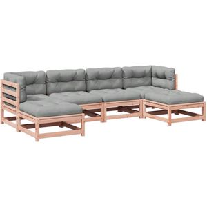 The Living Store 6-delige Loungeset met kussens massief douglas vurenhout - Loungeset - Tuinset - Houten Loungebank - Lounge Bank - Buitendecoratie