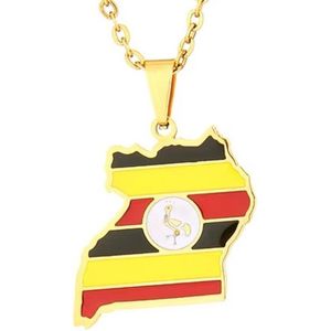 Ketting | Oeganda | Kaart | Goudkleurig | Vlag