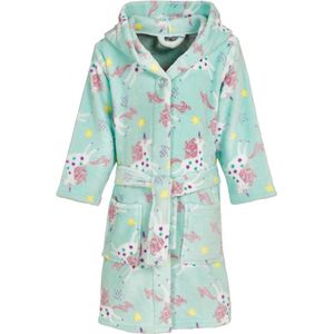 Playshoes - Badjas fleece- Kinderbadjas met capuchon - Eenhoorn - Mint - Maat 146/152