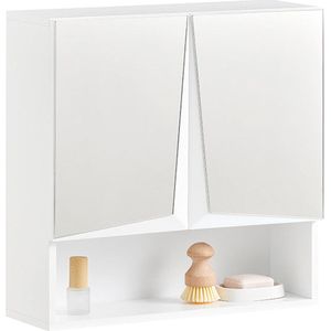 Rootz spiegelkast met verstelbare planken - aan de muur gemonteerde badkamerkast - ruimtebesparende opbergoplossing - MDF-constructie - 48 cm x 48 cm x 17 cm