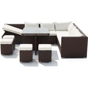 Concept-U - Gebouwd in tuinmeubels 10 plaatsen in bruine/witte hars FIDJI